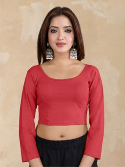 Trendmalls - Pure Cotton Red Elastane Stretchable Readymade Blouse