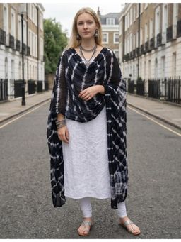 Hella Fashions - Black Cotton Tie & Dye Dupatta