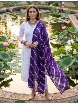 Hella Fashions - Purple Cotton Tie & Dye Dupatta