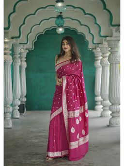 AMRUTKALA SAREES - Pink Kanjivaram Saree with Unstitched Blouse