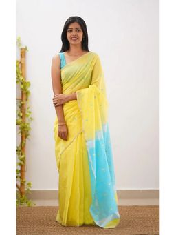 AMRUTKALA SAREES - Yellow Designer Kanjivaram Saree with Unstitched Blouse