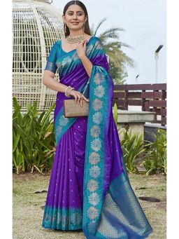 AMRUTKALA SAREES - Blue Designer Kanjivaram Saree with Unstitched Blouse
