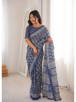 AMRUTKALA SAREES - Grey Designer Printed Saree with Unstitched Blouse