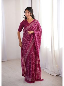 AMRUTKALA SAREES - Pink Designer Printed Saree with Unstitched Blouse