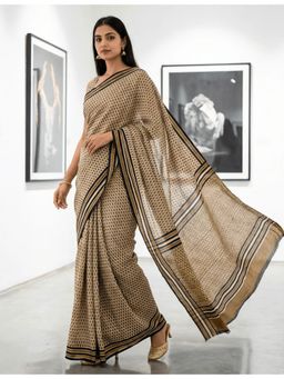 Ushvii - Khaki Floral Saree
