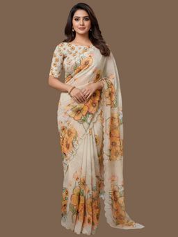 Odette - Multi-Colour Organza Embroidered Saree with Unstitched Blouse