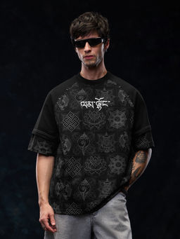 The Souled Store - Men Black Graphic Pure Cotton T-Shirt
