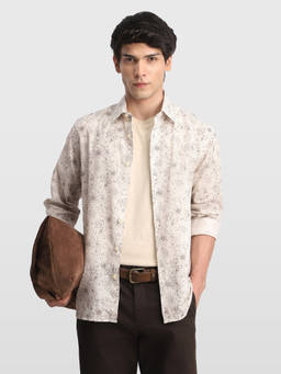 Arrow Newyork - Men Beige Floral Cotton Shirt