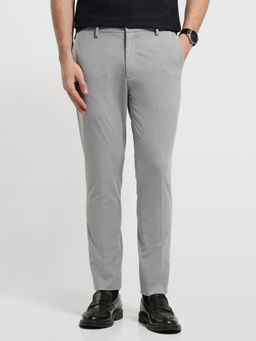 Arrow Newyork - Men Grey Self Design Polyester Trouser