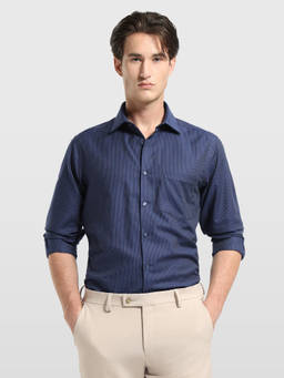Arrow - Men Blue Stripes Cotton Shirt