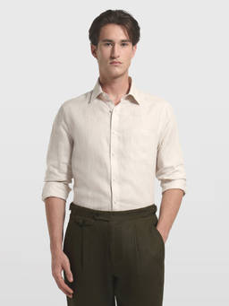 Arrow - Men Yellow Solid/Plain Linen Shirt