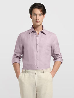Arrow - Men Purple Solid/Plain Linen Shirt