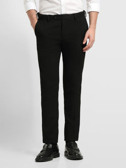 Arrow - Men Black Solid/Plain Polyester Trouser