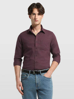 Arrow Sports - Men Red Solid/Plain Cotton Shirt