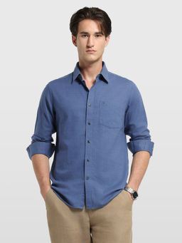 Arrow Sports - Men Blue Solid/Plain Cotton Shirt