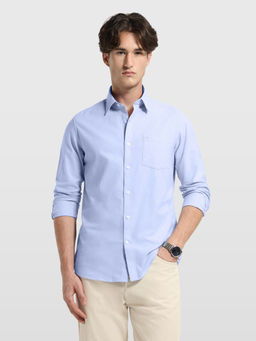 Arrow Sports - Men Blue Solid/Plain Cotton Shirt
