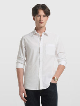 Arrow Sports - Men White Solid/Plain Cotton Shirt