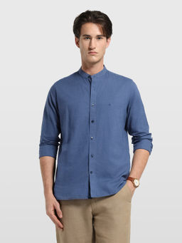 Arrow Sports - Men Blue Solid/Plain Cotton Shirt