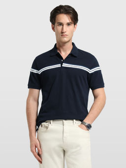 Arrow Sports - Men Blue Solid/Plain Cotton Polo T-Shirt
