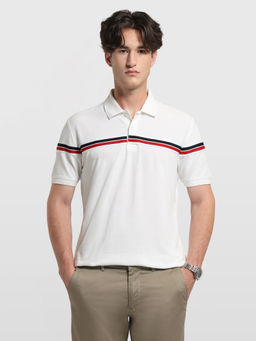 Arrow Sports - Men White Solid/Plain Cotton Polo T-Shirt