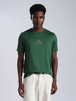 Tommy Hilfiger - Men Green Solid/Plain Cotton T-Shirt
