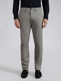 Tommy Hilfiger - Men Grey Solid/Plain Cotton Trouser