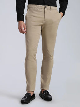 Tommy Hilfiger - Men Beige Solid/Plain Cotton Trouser