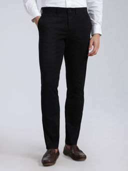 Tommy Hilfiger - Men Black Solid/Plain Cotton Trouser