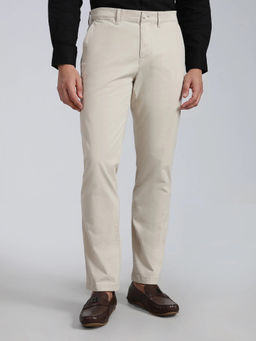 Tommy Hilfiger - Men Beige Solid/Plain Cotton Trouser