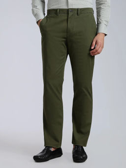 Tommy Hilfiger - Men Green Solid/Plain Cotton Trouser