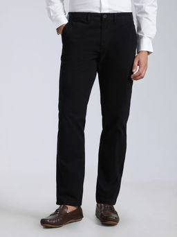 Tommy Hilfiger - Men Black Solid/Plain Cotton Trouser