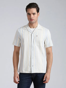 Tommy Hilfiger - Men Blue Stripes Cotton Shirt