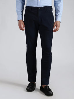 Tommy Hilfiger - Men Blue Solid/Plain Cotton Trouser