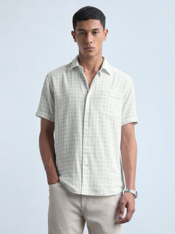 Flying Machine - Men White Textured Cotton Shirt