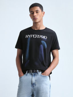 Flying Machine - Men Black Graphic Cotton T-Shirt
