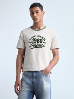 Flying Machine - Men White Typography Cotton T-Shirt