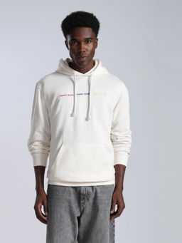 Tommy Hilfiger - Men White Solid/Plain Cotton Hoodie