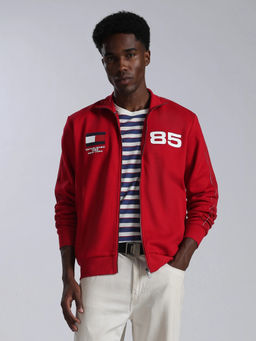 Tommy Hilfiger - Men Red Typography Cotton Jacket