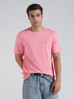 Tommy Hilfiger - Men Pink Solid/Plain Cotton T-Shirt