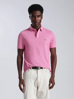 Tommy Hilfiger - Men Pink Solid/Plain Cotton Polo T-Shirt