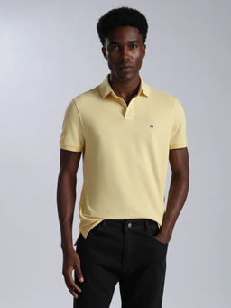 Tommy Hilfiger - Men Yellow Solid/Plain Cotton Polo T-Shirt