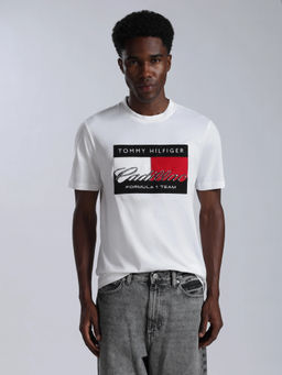 Tommy Hilfiger - Men White Typography Cotton T-Shirt
