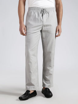 Tommy Hilfiger - Men Grey Solid/Plain Cotton Trouser