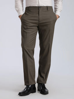 Tommy Hilfiger - Men Brown Solid/Plain Polyester Trouser