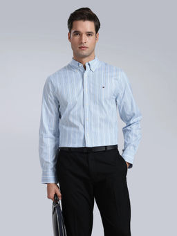 Tommy Hilfiger - Men Blue Stripes Cotton Shirt