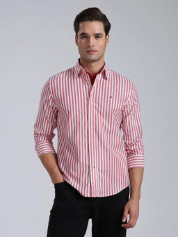 Tommy Hilfiger - Men Red Stripes Cotton Shirt