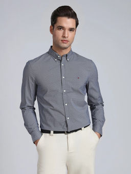 Tommy Hilfiger - Men Blue Geometric Cotton Shirt