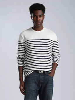 Tommy Hilfiger - Men White Stripes Cotton T-Shirt