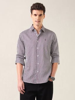 U.S. POLO ASSN. - Men Purple Stripes Cotton Shirt