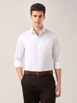 U.S. POLO ASSN. - Men White Solid/Plain Cotton Shirt